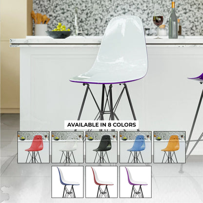 Cresco Modern Acrylic Barstool in Chrome Base for Kitchen and Dining Room - Elax Furniture