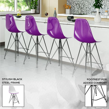 Cresco Modern Acrylic Barstool in Chrome Base for Kitchen and Dining Room - Elax Furniture