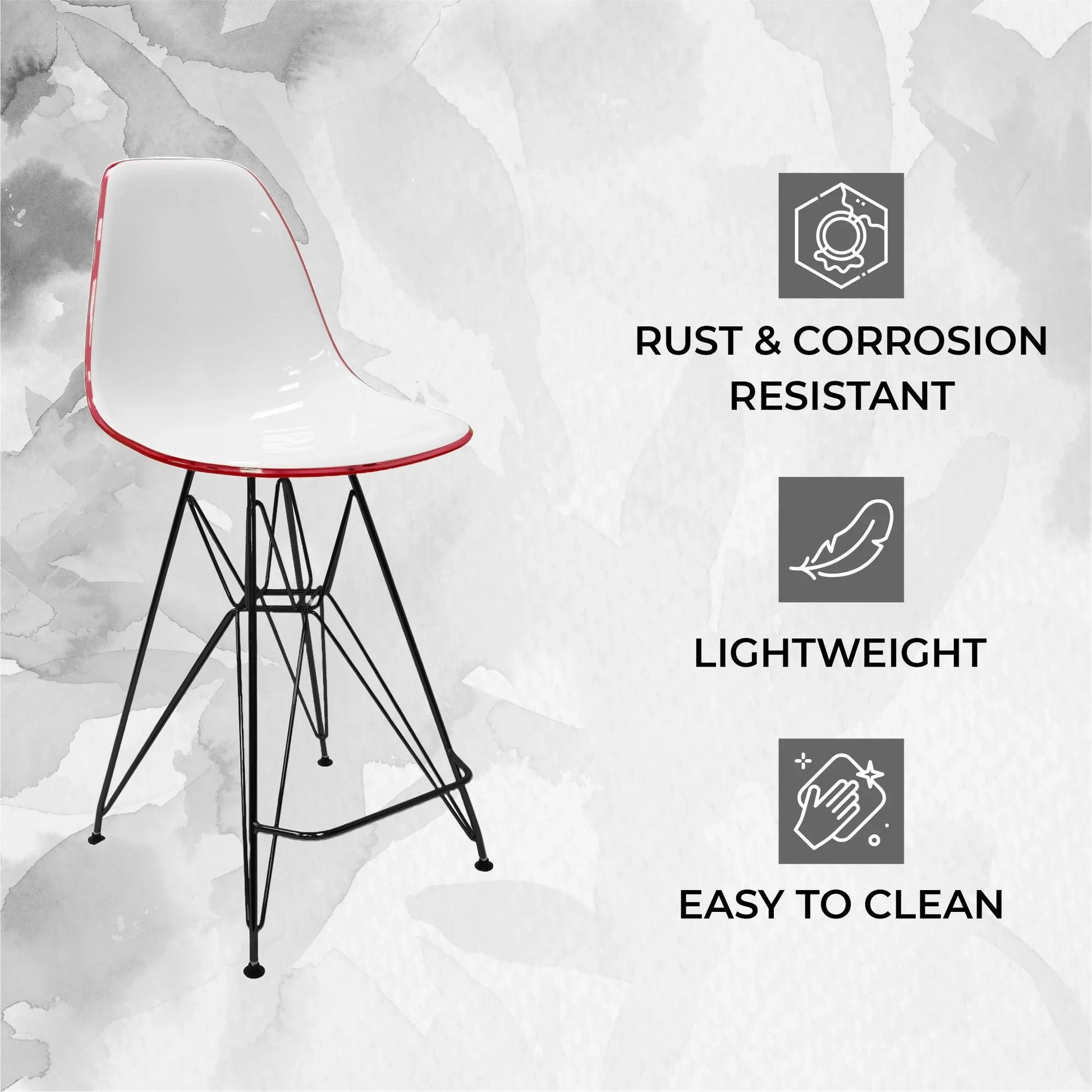 Cresco Modern Acrylic Barstool in Chrome Base for Kitchen and Dining Room - Elax Furniture