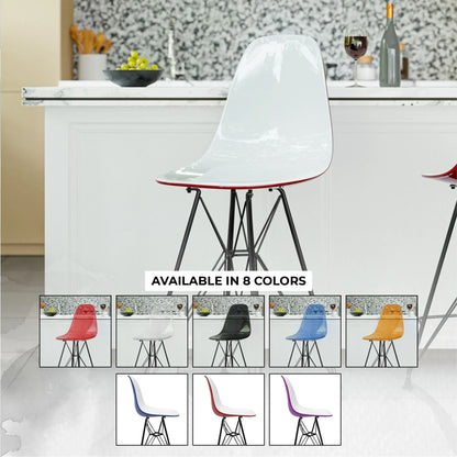 Cresco Modern Acrylic Barstool in Chrome Base for Kitchen and Dining Room - Elax Furniture