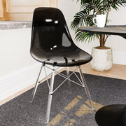 Cresco Modern Dining Side Chair in Curved Back Design with Multiple Base Options: Wood, Acrylic, Chrome & Gold Eiffel Design Acrylic Transparent Transparent Black Dining Chair Leisuremod