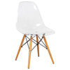 Cresco Modern Dining Side Chair in Curved Back Design with Multiple Base Options: Wood, Acrylic, Chrome & Gold Eiffel Design