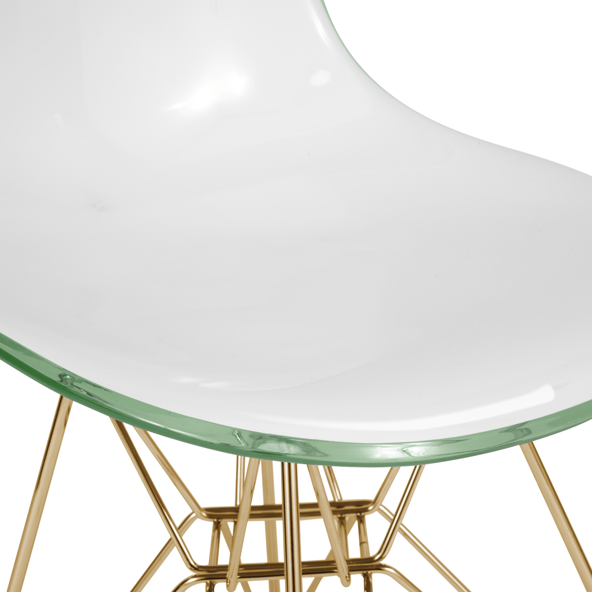 Cresco Modern Dining Side Chair in Curved Back Design with Multiple Base Options: Wood, Acrylic, Chrome & Gold Eiffel Design Stainless Steel Gold White Green Dining Chair Leisuremod