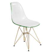 Cresco Modern Dining Side Chair in Curved Back Design with Multiple Base Options: Wood, Acrylic, Chrome & Gold Eiffel Design Stainless Steel Gold White Green Dining Chair Leisuremod