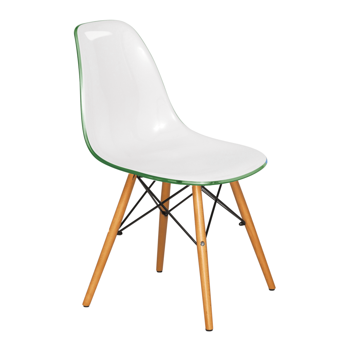 Cresco Modern Dining Side Chair in Curved Back Design with Multiple Base Options: Wood, Acrylic, Chrome & Gold Eiffel Design Wood Brown White Green Dining Chair Leisuremod
