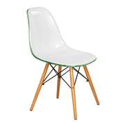 Cresco Modern Dining Side Chair in Curved Back Design with Multiple Base Options: Wood, Acrylic, Chrome & Gold Eiffel Design Wood Brown White Green Dining Chair Leisuremod