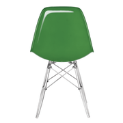 Cresco Modern Dining Side Chair in Curved Back Design with Multiple Base Options: Wood, Acrylic, Chrome & Gold Eiffel Design Acrylic Transparent White Green Dining Chair Leisuremod