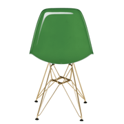 Cresco Modern Dining Side Chair in Curved Back Design with Multiple Base Options: Wood, Acrylic, Chrome & Gold Eiffel Design Stainless Steel Gold White Green Dining Chair Leisuremod