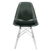 Cresco Modern Dining Side Chair in Curved Back Design with Multiple Base Options: Wood, Acrylic, Chrome & Gold Eiffel Design Acrylic Transparent Transparent Black Dining Chair Leisuremod