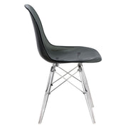 Cresco Modern Dining Side Chair in Curved Back Design with Multiple Base Options: Wood, Acrylic, Chrome & Gold Eiffel Design Acrylic Transparent Transparent Black Dining Chair Leisuremod