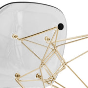 Cresco Modern Dining Side Chair in Curved Back Design with Multiple Base Options: Wood, Acrylic, Chrome & Gold Eiffel Design Stainless Steel Gold Clear Dining Chair Leisuremod