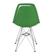 Cresco Modern Dining Side Chair in Curved Back Design with Multiple Base Options: Wood, Acrylic, Chrome & Gold Eiffel Design Stainless Steel Silver White Green Dining Chair Leisuremod