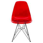 Cresco Modern Dining Side Chair in Curved Back Design with Multiple Base Options: Wood, Acrylic, Chrome & Gold Eiffel Design Stainless Steel Silver Transparent Red Dining Chair Leisuremod
