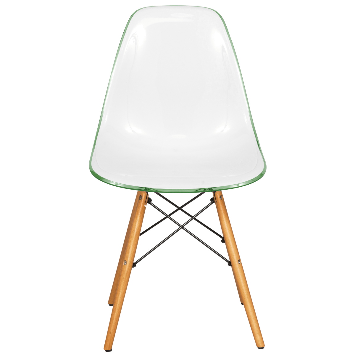 Cresco Modern Dining Side Chair in Curved Back Design with Multiple Base Options: Wood, Acrylic, Chrome & Gold Eiffel Design Wood Brown White Green Dining Chair Leisuremod