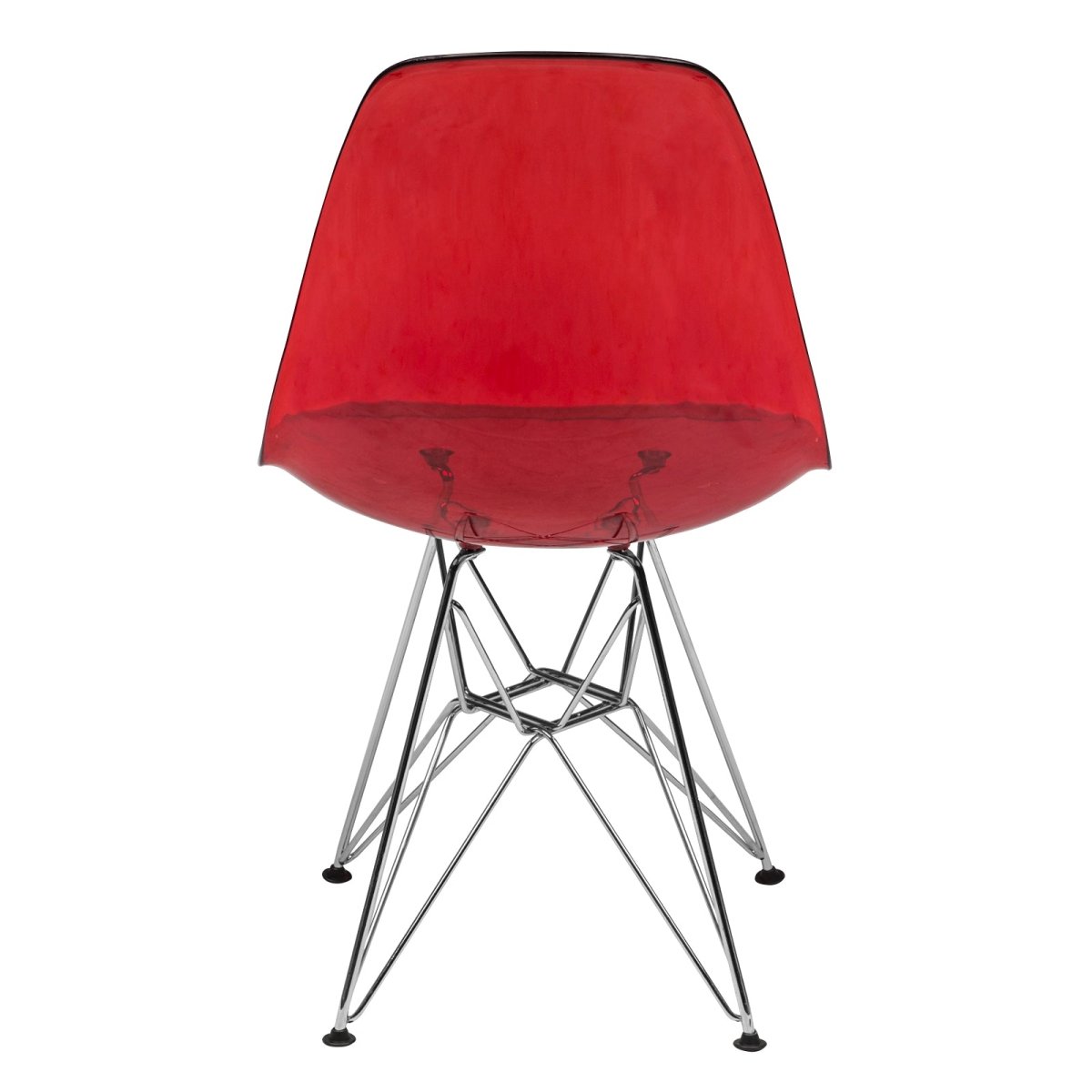 Cresco Modern Dining Side Chair in Curved Back Design with Multiple Base Options: Wood, Acrylic, Chrome & Gold Eiffel Design Stainless Steel Silver Transparent Red Dining Chair Leisuremod