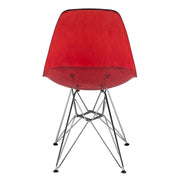 Cresco Modern Dining Side Chair in Curved Back Design with Multiple Base Options: Wood, Acrylic, Chrome & Gold Eiffel Design Stainless Steel Silver Transparent Red Dining Chair Leisuremod