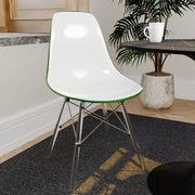 Cresco Modern Dining Side Chair in Curved Back Design with Multiple Base Options: Wood, Acrylic, Chrome & Gold Eiffel Design Acrylic Transparent White Green Dining Chair Leisuremod