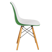 Cresco Modern Dining Side Chair in Curved Back Design with Multiple Base Options: Wood, Acrylic, Chrome & Gold Eiffel Design Wood Brown White Green Dining Chair Leisuremod
