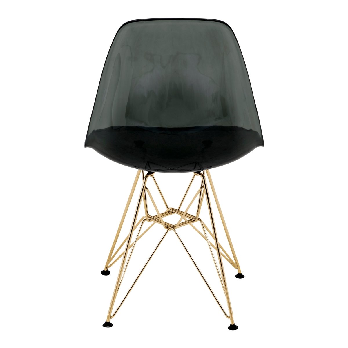 Cresco Modern Dining Side Chair in Curved Back Design with Multiple Base Options: Wood, Acrylic, Chrome & Gold Eiffel Design Stainless Steel Gold Transparent Black Dining Chair Leisuremod