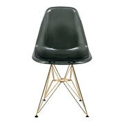 Cresco Modern Dining Side Chair in Curved Back Design with Multiple Base Options: Wood, Acrylic, Chrome & Gold Eiffel Design Stainless Steel Gold Transparent Black Dining Chair Leisuremod