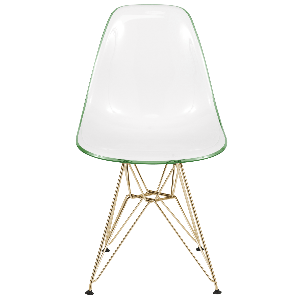 Cresco Modern Dining Side Chair in Curved Back Design with Multiple Base Options: Wood, Acrylic, Chrome & Gold Eiffel Design Stainless Steel Gold White Green Dining Chair Leisuremod