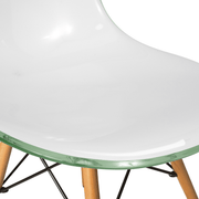 Cresco Modern Dining Side Chair in Curved Back Design with Multiple Base Options: Wood, Acrylic, Chrome & Gold Eiffel Design Wood Brown White Green Dining Chair Leisuremod