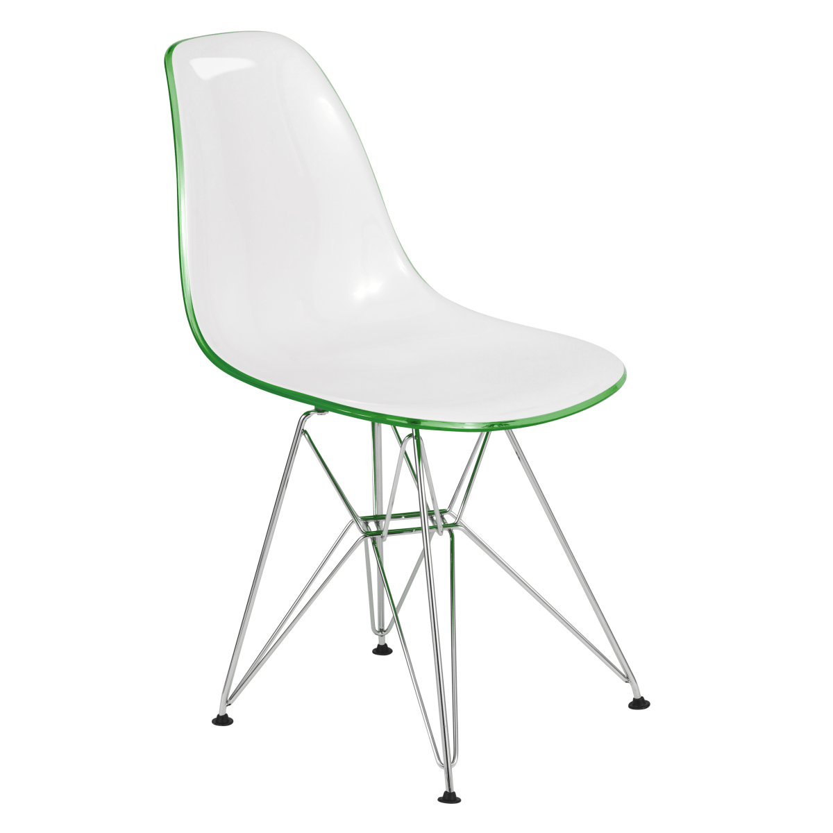Cresco Modern Dining Side Chair in Curved Back Design with Multiple Base Options: Wood, Acrylic, Chrome & Gold Eiffel Design Stainless Steel Silver White Green Dining Chair Leisuremod