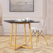 Cresco Modern Dining Side Chair in Curved Back Design with Multiple Base Options: Wood, Acrylic, Chrome & Gold Eiffel Design Wood Brown Clear Dining Chair Leisuremod