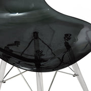 Cresco Modern Dining Side Chair in Curved Back Design with Multiple Base Options: Wood, Acrylic, Chrome & Gold Eiffel Design Acrylic Transparent Transparent Black Dining Chair Leisuremod
