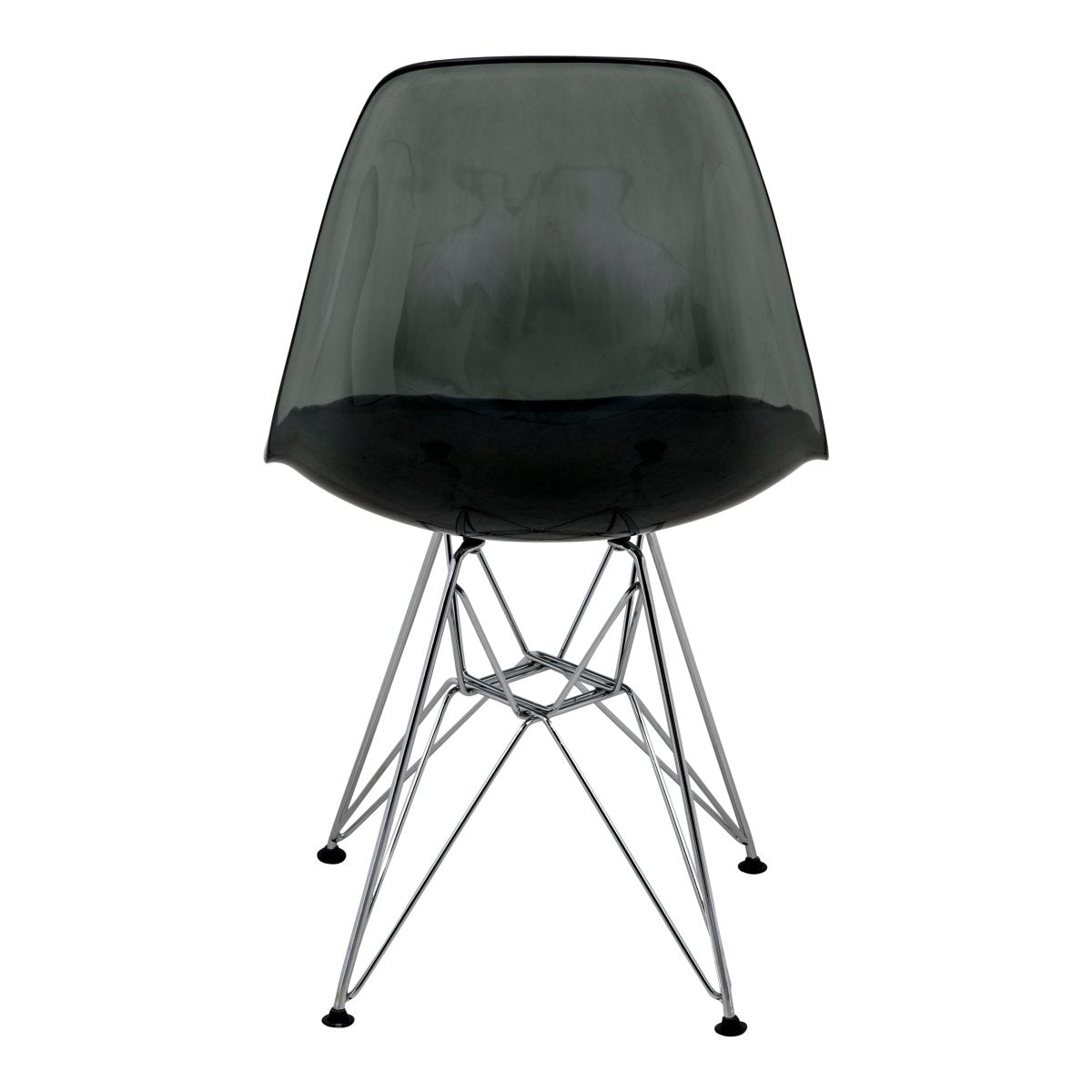 Cresco Modern Dining Side Chair in Curved Back Design with Multiple Base Options: Wood, Acrylic, Chrome & Gold Eiffel Design Stainless Steel Silver Transparent Black Dining Chair Leisuremod