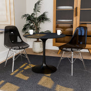 Cresco Modern Dining Side Chair in Curved Back Design with Multiple Base Options: Wood, Acrylic, Chrome & Gold Eiffel Design Acrylic Transparent Transparent Black Dining Chair Leisuremod