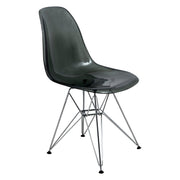 Cresco Modern Dining Side Chair in Curved Back Design with Multiple Base Options: Wood, Acrylic, Chrome & Gold Eiffel Design Stainless Steel Silver Transparent Black Dining Chair Leisuremod