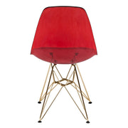 Cresco Modern Dining Side Chair in Curved Back Design with Multiple Base Options: Wood, Acrylic, Chrome & Gold Eiffel Design Stainless Steel Gold Transparent Red Dining Chair Leisuremod