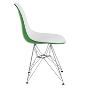 Cresco Modern Dining Side Chair in Curved Back Design with Multiple Base Options: Wood, Acrylic, Chrome & Gold Eiffel Design Stainless Steel Silver White Green Dining Chair Leisuremod