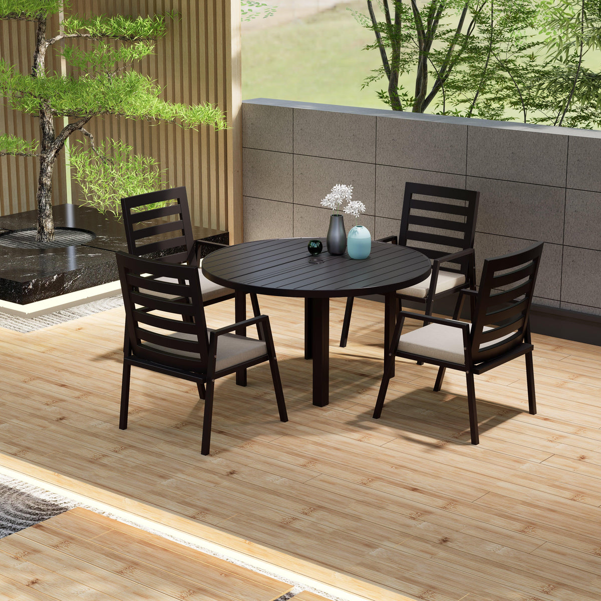 Chelsea 48" Round Outdoor Aluminum Dining Table for Patio - Elax Furniture