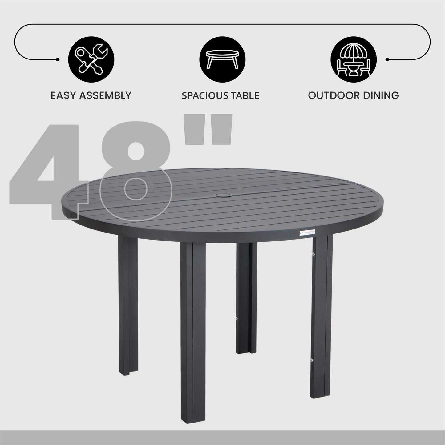 Chelsea 48" Round Outdoor Aluminum Dining Table for Patio - Elax Furniture