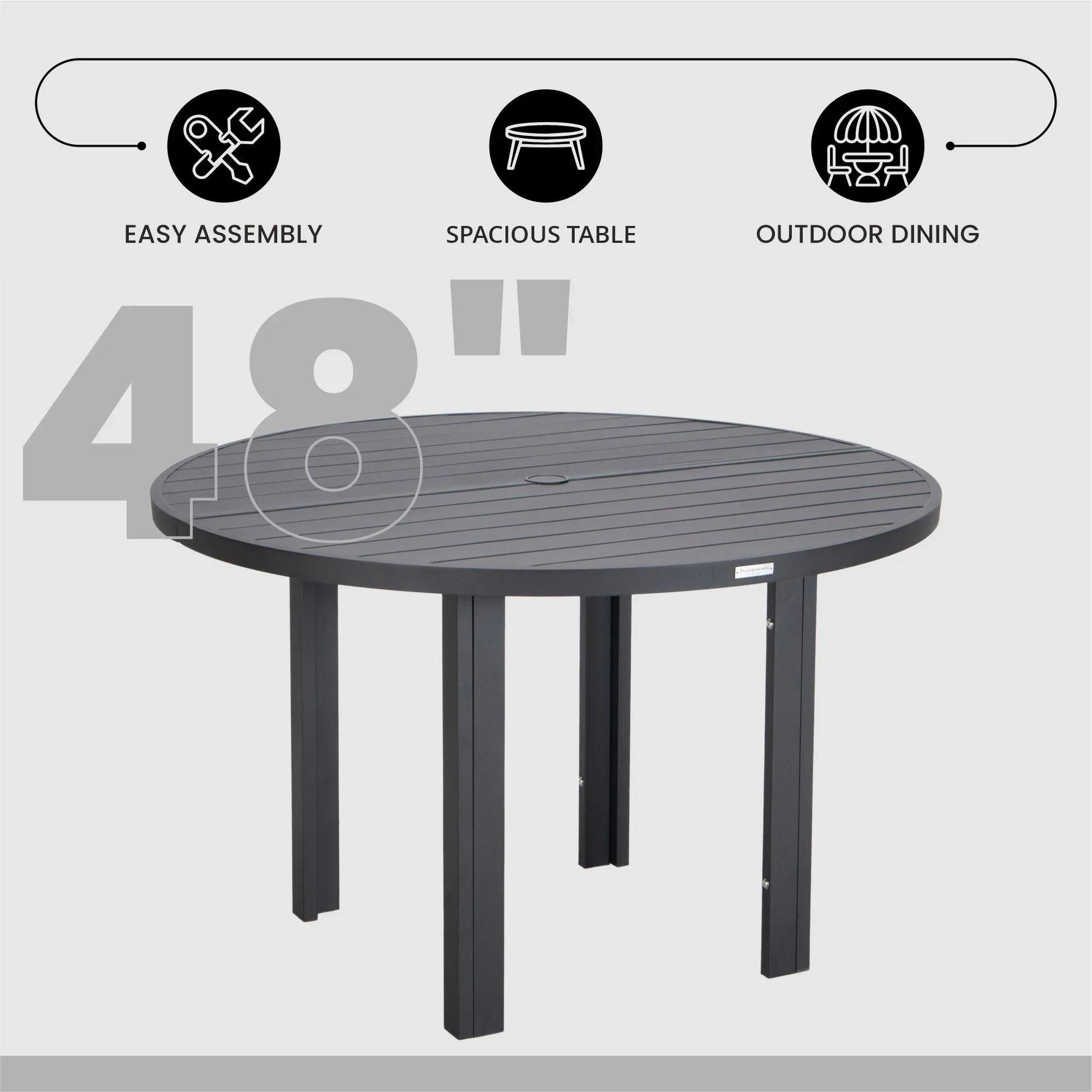 Chelsea 48" Round Outdoor Aluminum Dining Table for Patio - Elax Furniture