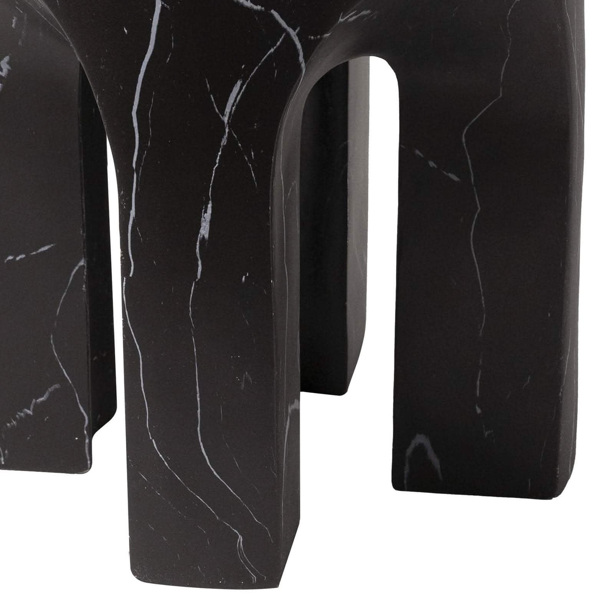 Crus Fiberstone Outdoor Side Table With Arched Base Design Marbleized Black Side Table Leisuremod