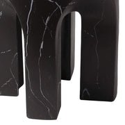 Crus Fiberstone Outdoor Side Table With Arched Base Design Marbleized Black Side Table Leisuremod