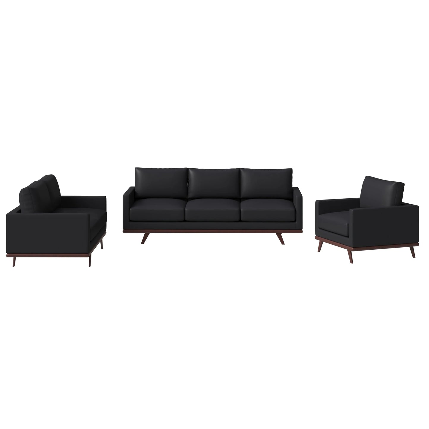 Chester 3-Piece Leather Living Room Sofa Set with Birch Wood Base - Elax Furniture