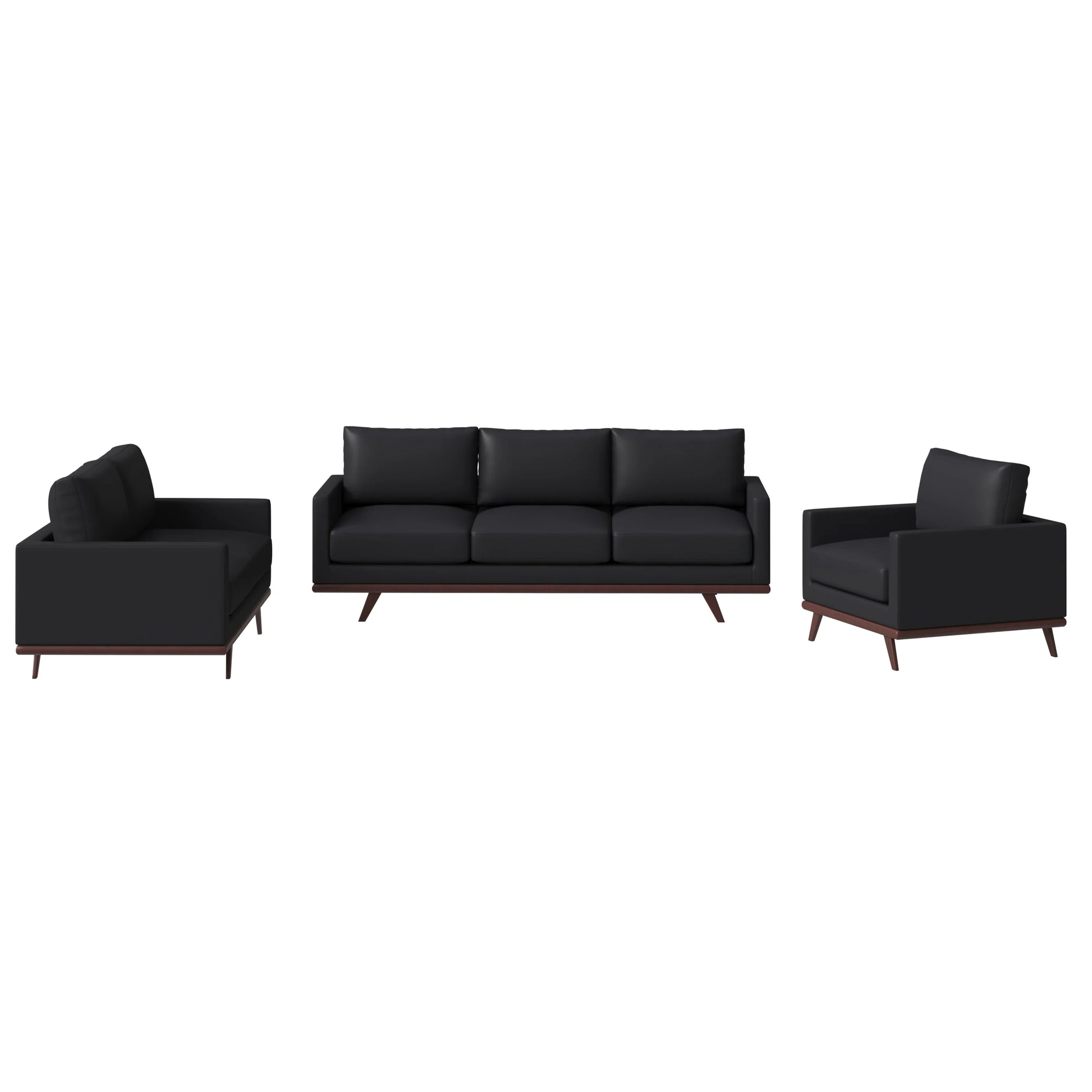 Chester 3-Piece Leather Living Room Sofa Set with Birch Wood Base - Elax Furniture