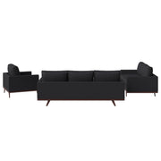 Chester 3-Piece Leather Living Room Sofa Set with Birch Wood Base - Elax Furniture