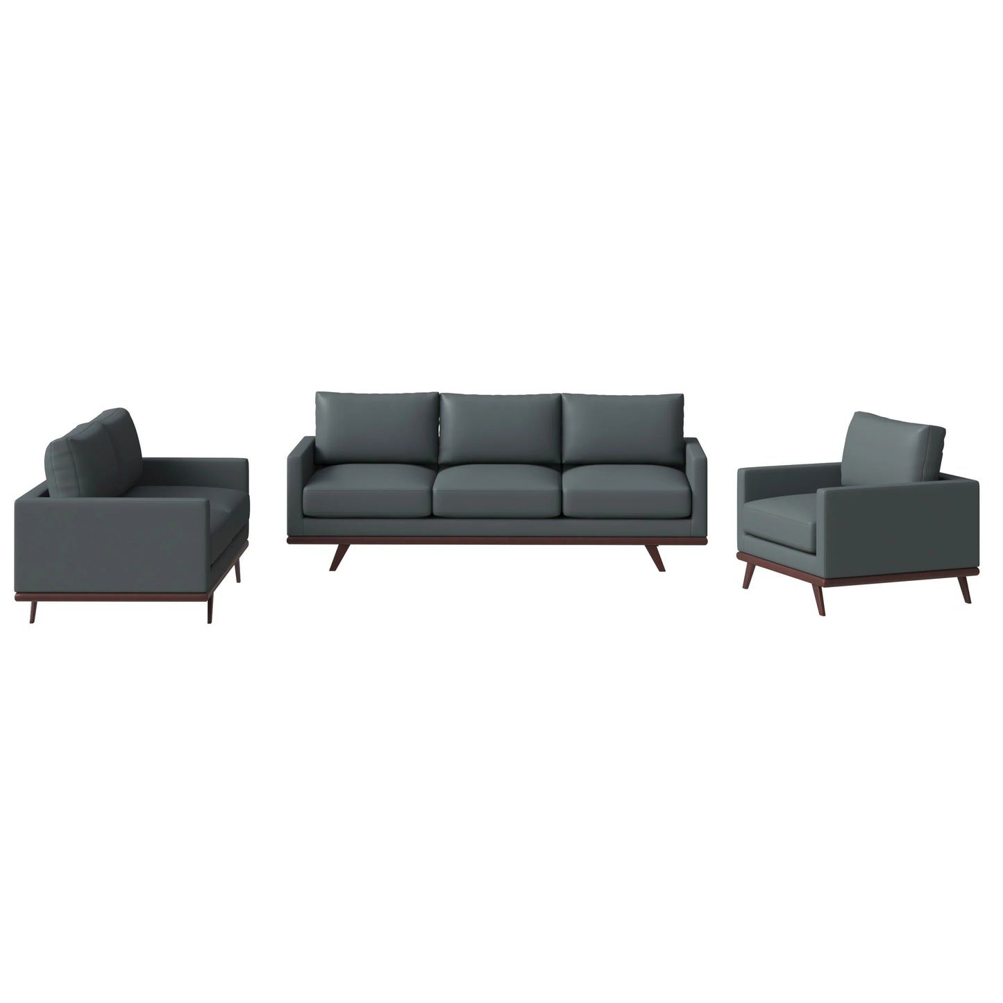 Chester 3-Piece Leather Living Room Sofa Set with Birch Wood Base - Elax Furniture