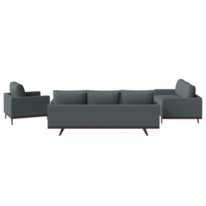 Chester 3-Piece Leather Living Room Sofa Set with Birch Wood Base - Elax Furniture