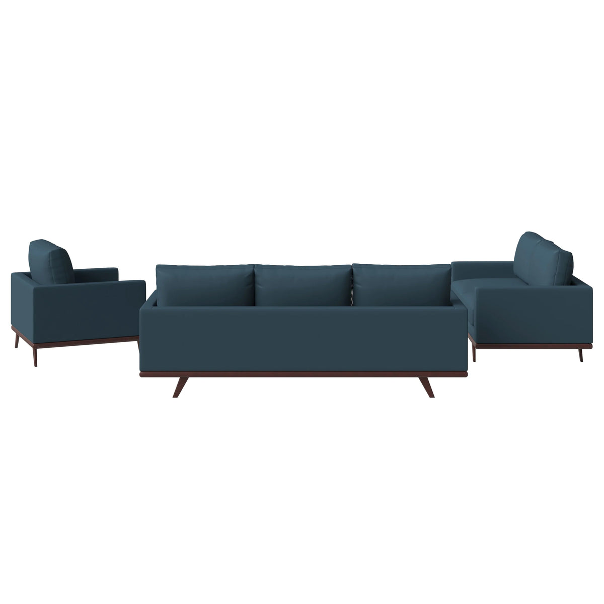 Chester 3-Piece Leather Living Room Sofa Set with Birch Wood Base - Elax Furniture