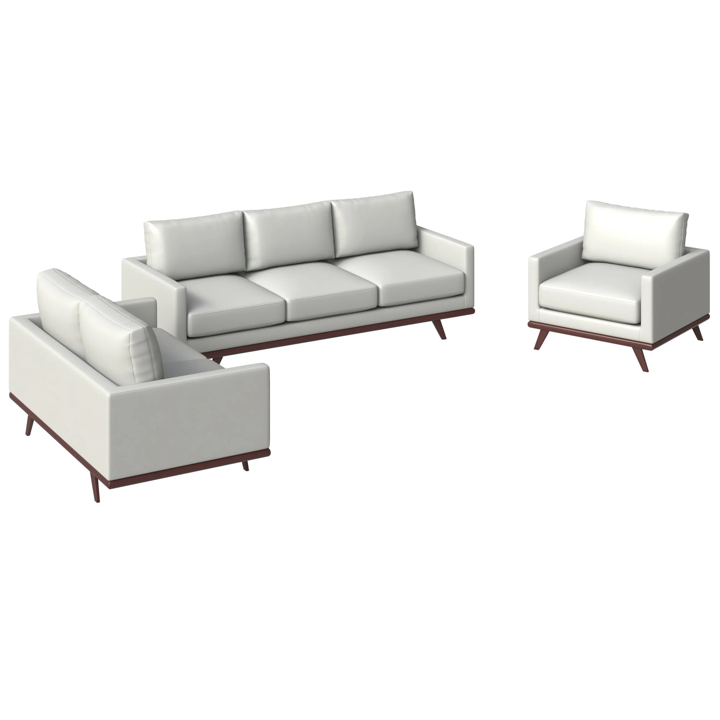 Chester 3-Piece Leather Living Room Sofa Set with Birch Wood Base - Elax Furniture