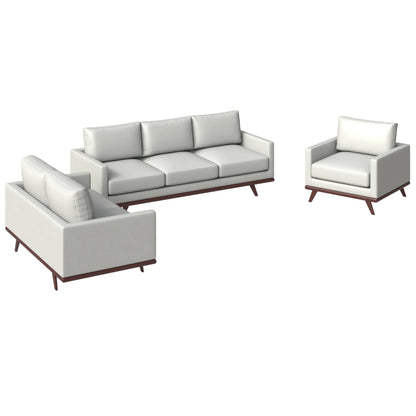 Chester 3-Piece Leather Living Room Sofa Set with Birch Wood Base - Elax Furniture