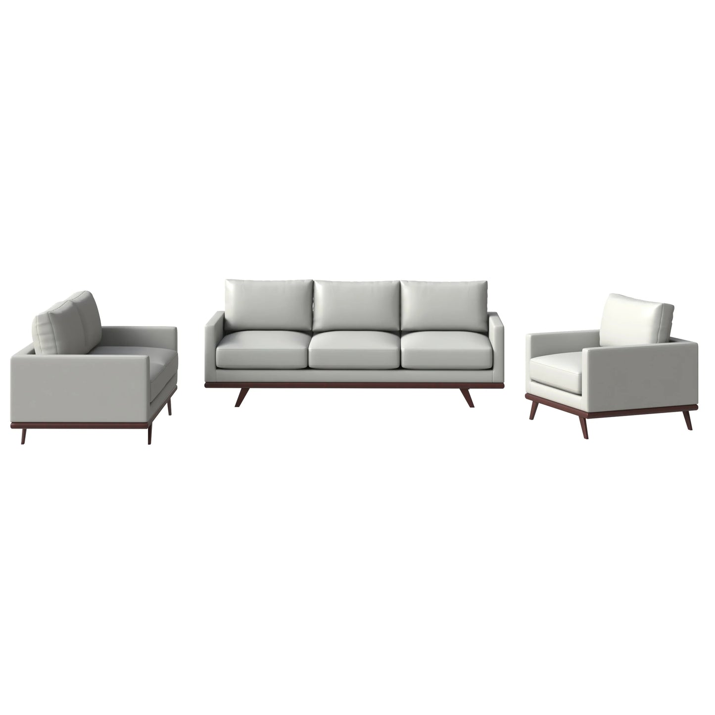 Chester 3-Piece Leather Living Room Sofa Set with Birch Wood Base - Elax Furniture