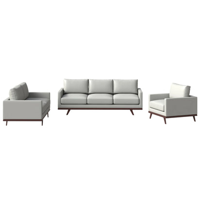 Chester 3-Piece Leather Living Room Sofa Set with Birch Wood Base - Elax Furniture