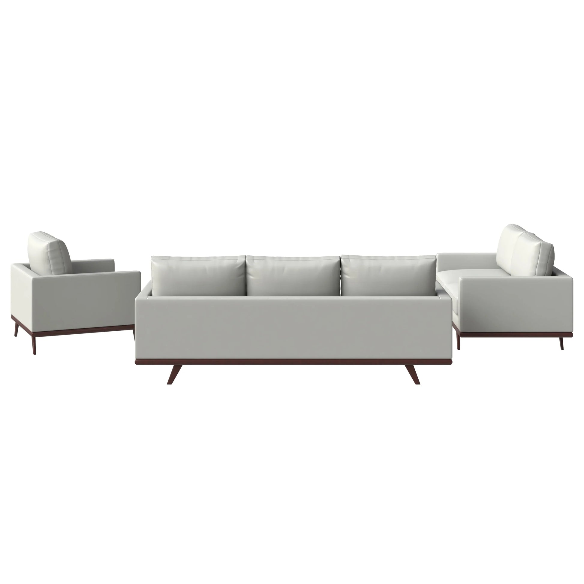 Chester 3-Piece Leather Living Room Sofa Set with Birch Wood Base - Elax Furniture